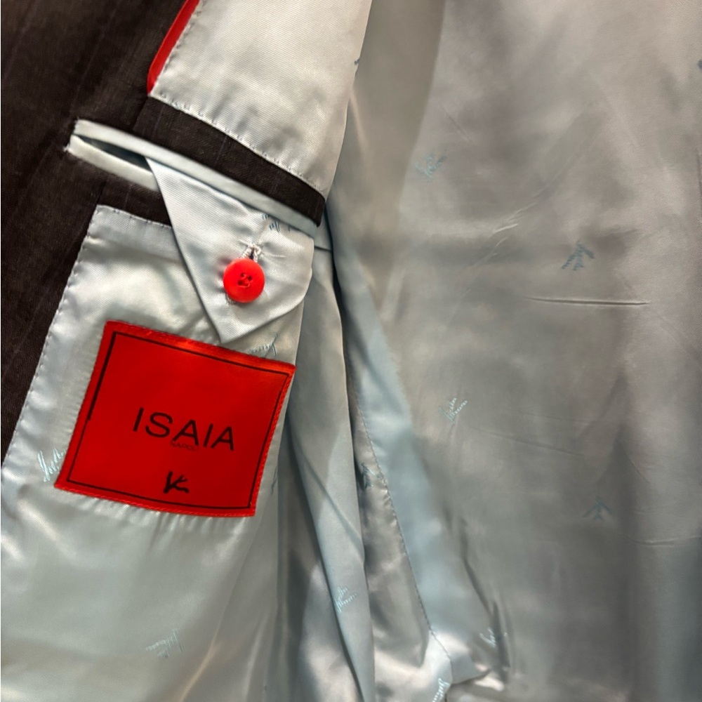 Isaia Charcoal Pinstripe Blazer - IT 50R - Picture 4 of 16